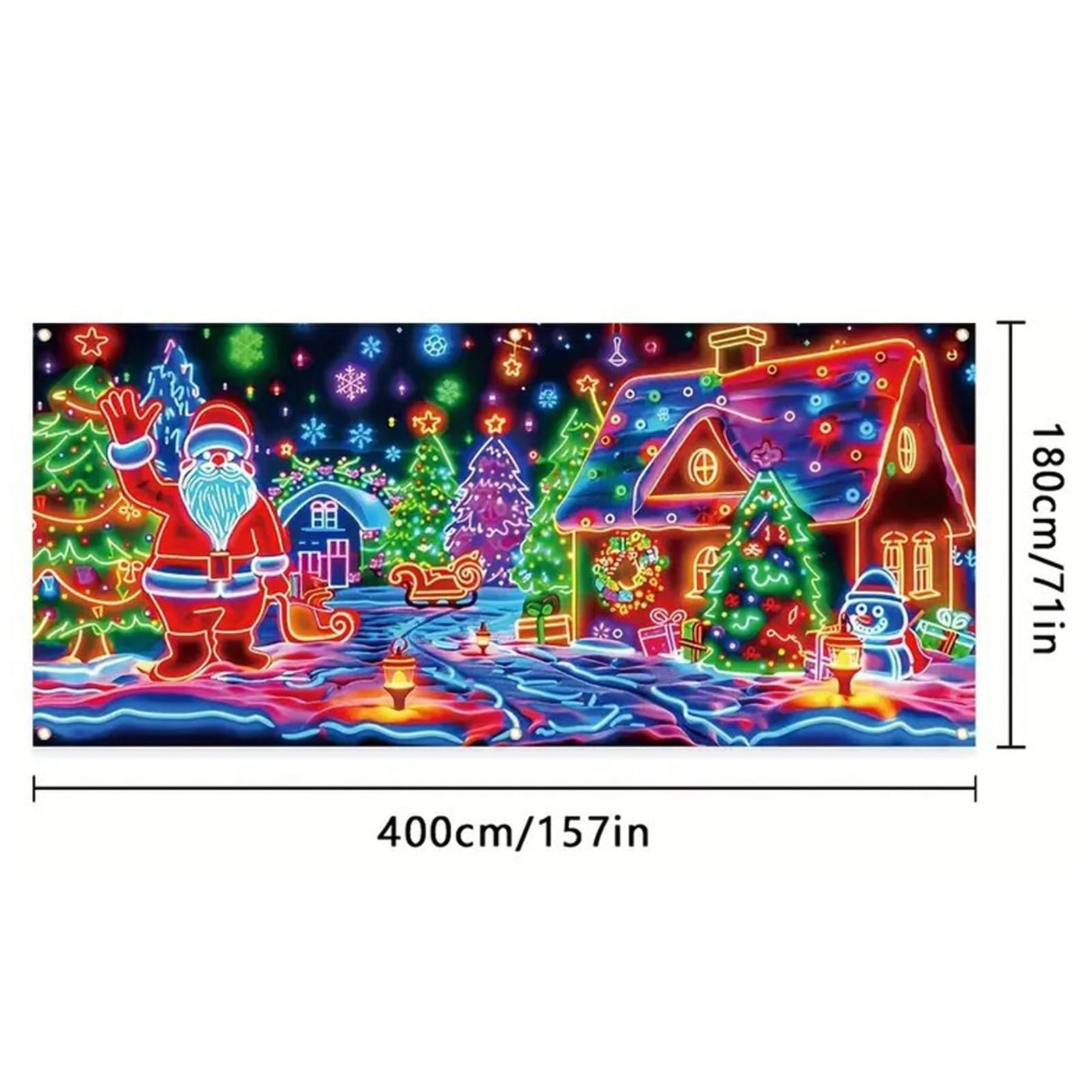 Bandera fluorescente para puerta de garaje, festivas, festivas, para fiestas, 157 x 71 pulgadas, fondo de fotografía de Papá Noel 109