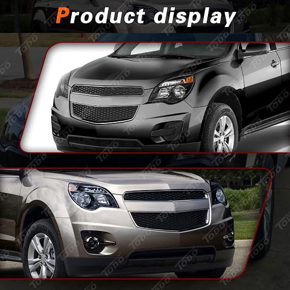 TODO Headlight Assembly Compatible with chevy Equinox Headlamp 2010 2011 2012 2013 2014 2015 w/Bulbs Left Driver+Right Passenger (Black)