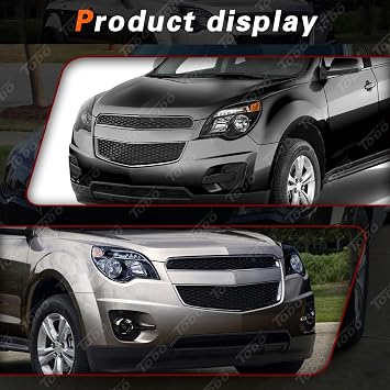 TODO Headlight Assembly Compatible with chevy Equinox Headlamp 2010 2011 2012 2013 2014 2015 w/Bulbs Left Driver+Right Passenger (Black)