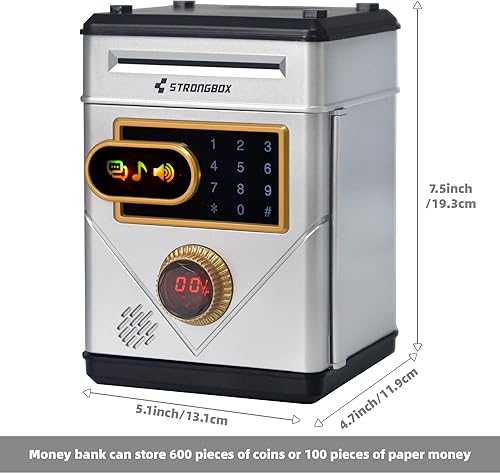 Miniatura 6 de Piggy Bank for Boys Girls, PhilaeEC Upgraded Electronic Money Saving Box Cash Coin Can for Kids Password Money Saving Jar ATM Bank with Music