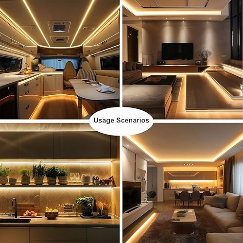 Miniatura 6 de Tira de luz LED COB de 24 V, 32.8 pies, blanco cálido brillante, 3000 K, impermeable, IP65 CRI90, autoadhesivo, uniforme, sin puntos, 384 LEDsM,