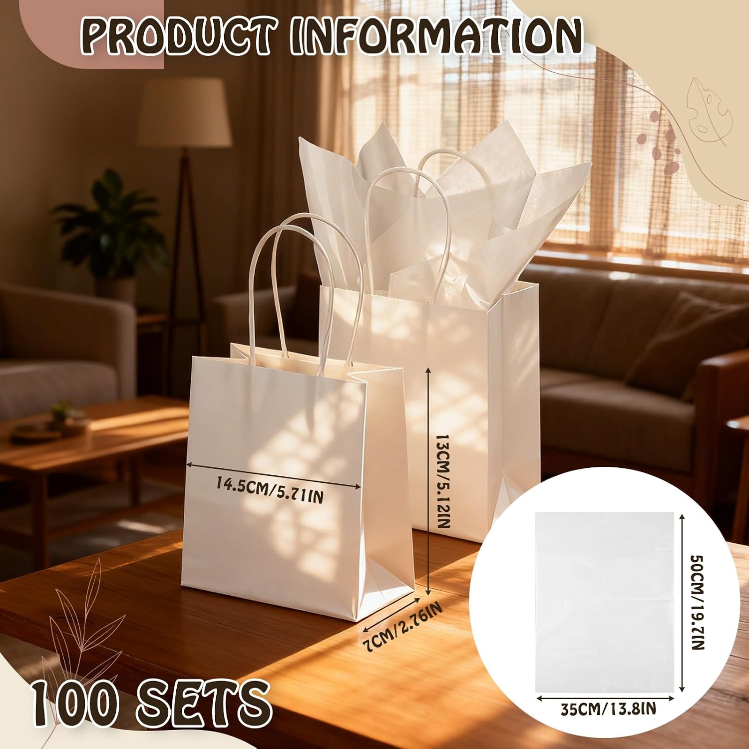 Jaloro 100 Set Mini Paper Gift Bags Bulk with Tissue Paper 5.7 x 5.1 x 2.5 Inch Small Kraft Bags with Handle for Birthday Wedding Party Business