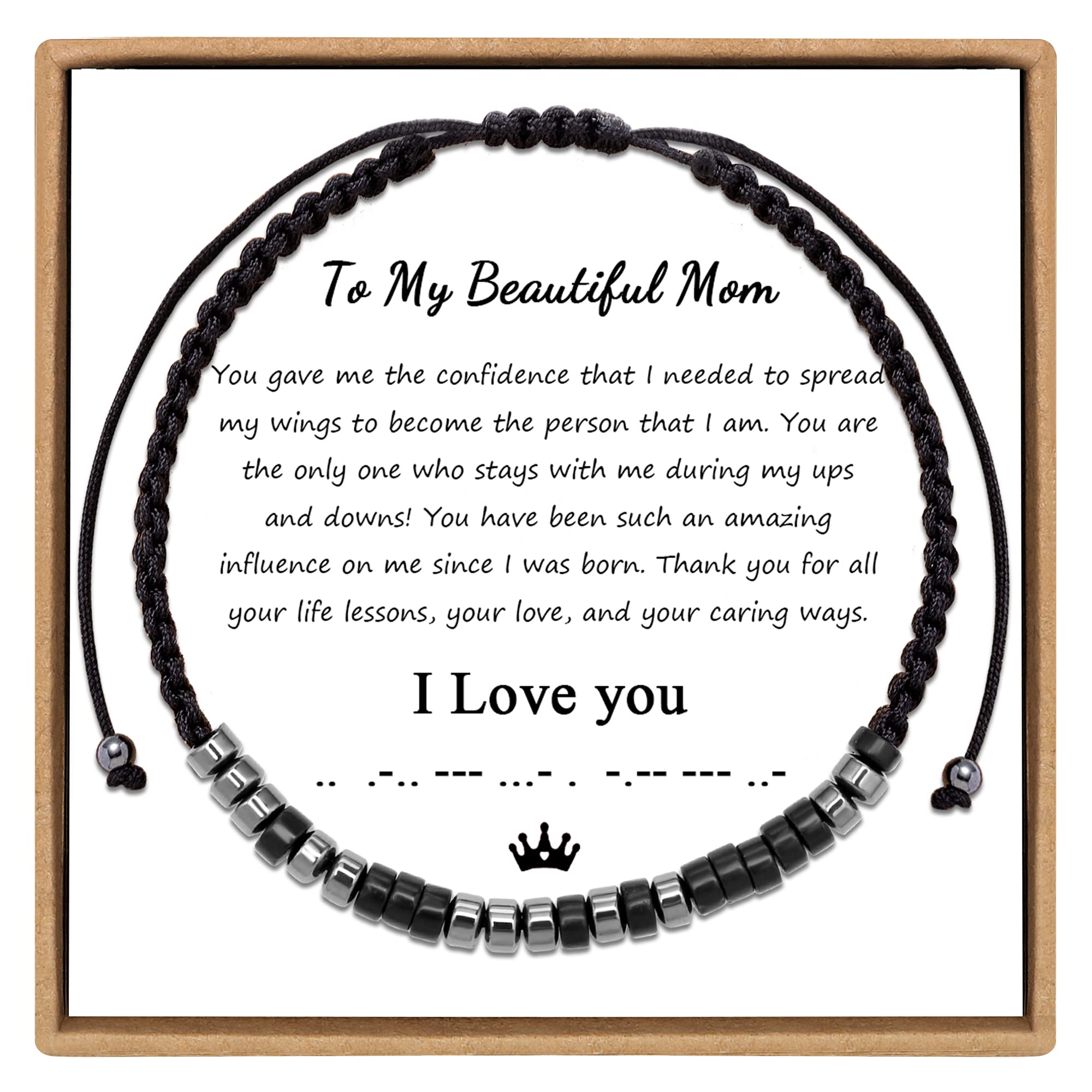 JoycuFF Birthday Gifts for Mom from Daughter Son To Beautiful Mom Bracelets for Mother Mama Mother's Day Thanksgiving Day Christmas Gifts I Love You Bracelets