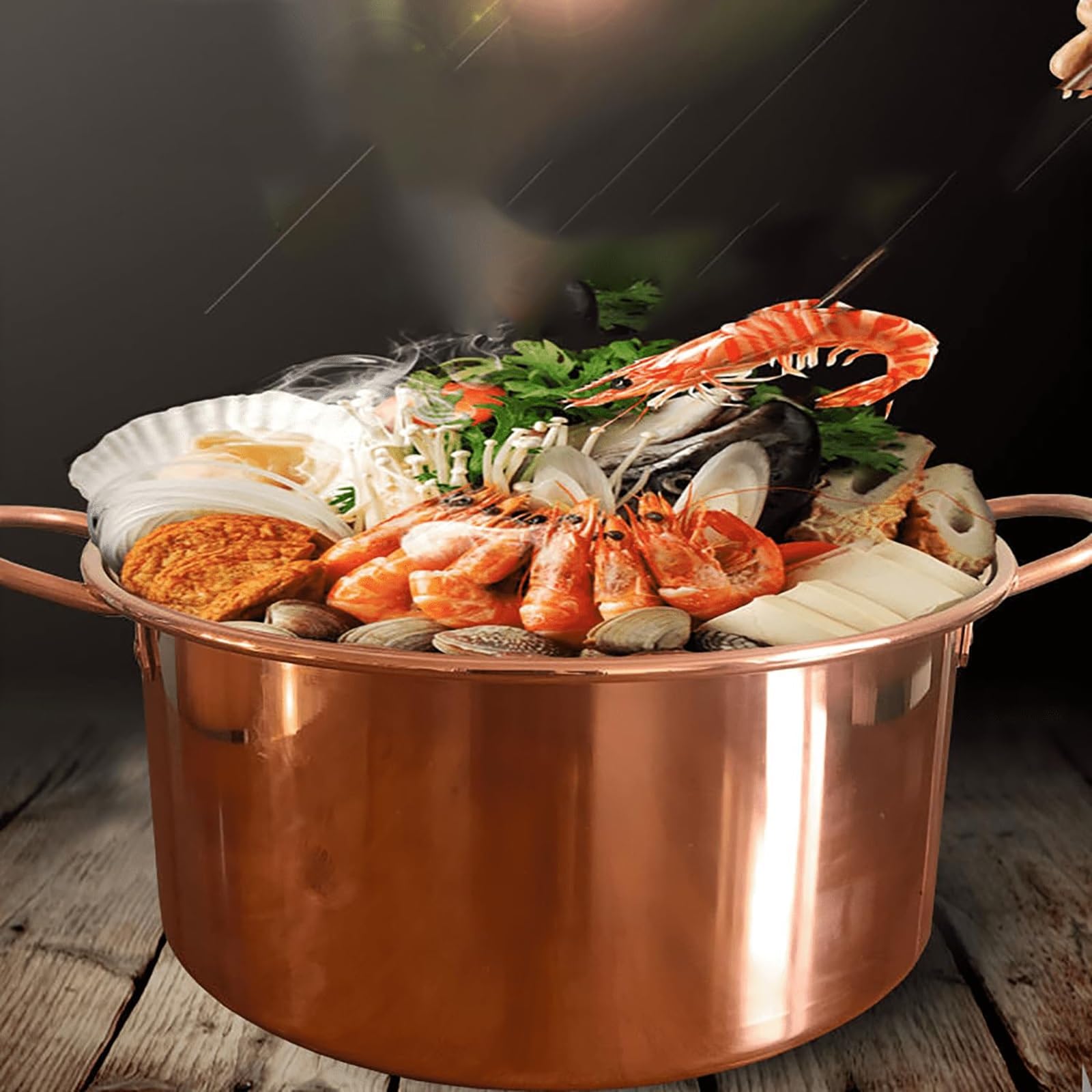 Handgefertigter Kupfer-Hot Pot, Vintage-Design zum Kochen von Shabu und Lammsuppe