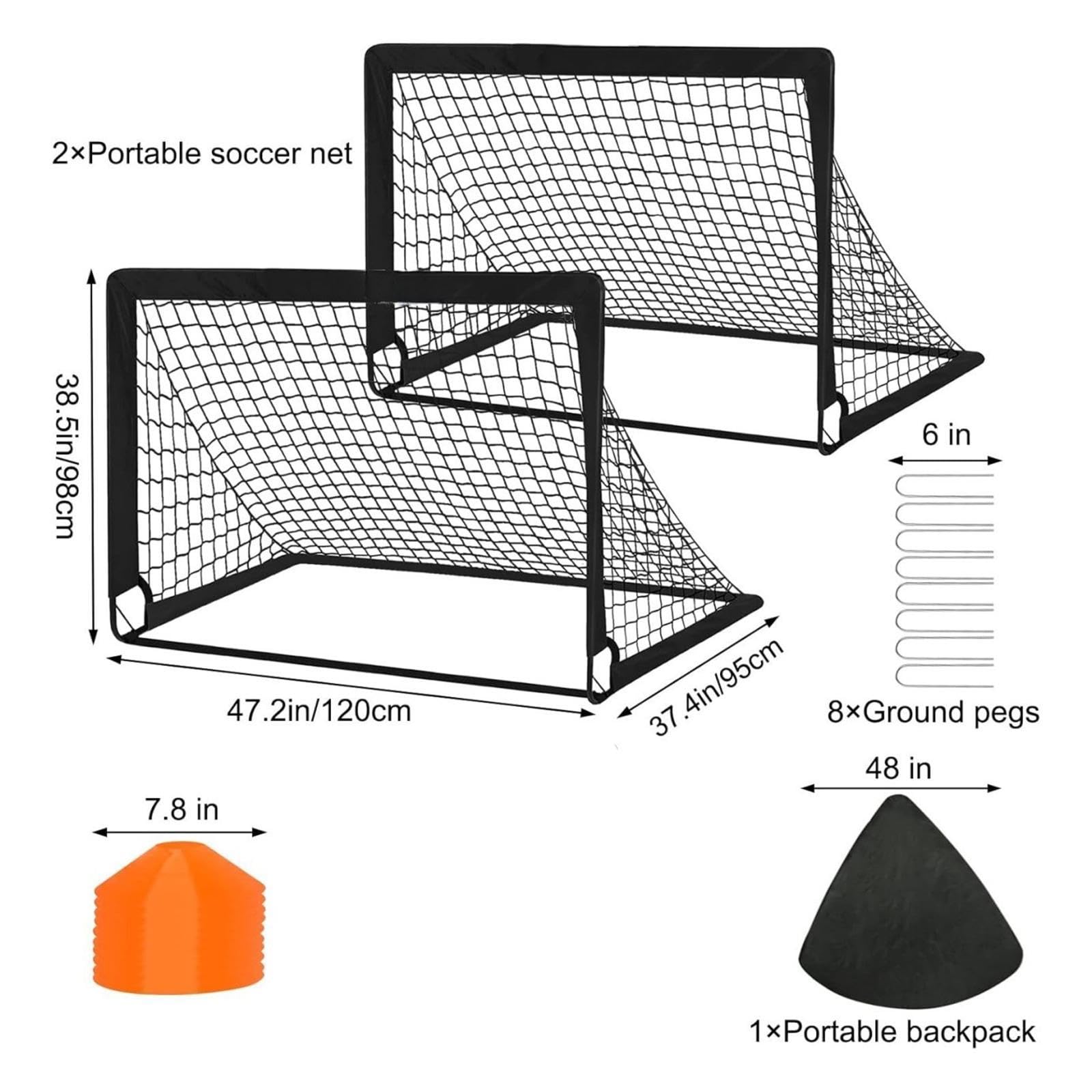 2 Piezas Portería de Fútbol Infantil Set Práctico Balón Bombilla Conos Montaje Fácil Y Bolsa Transportable Fibra de Vidrio Adecuado para