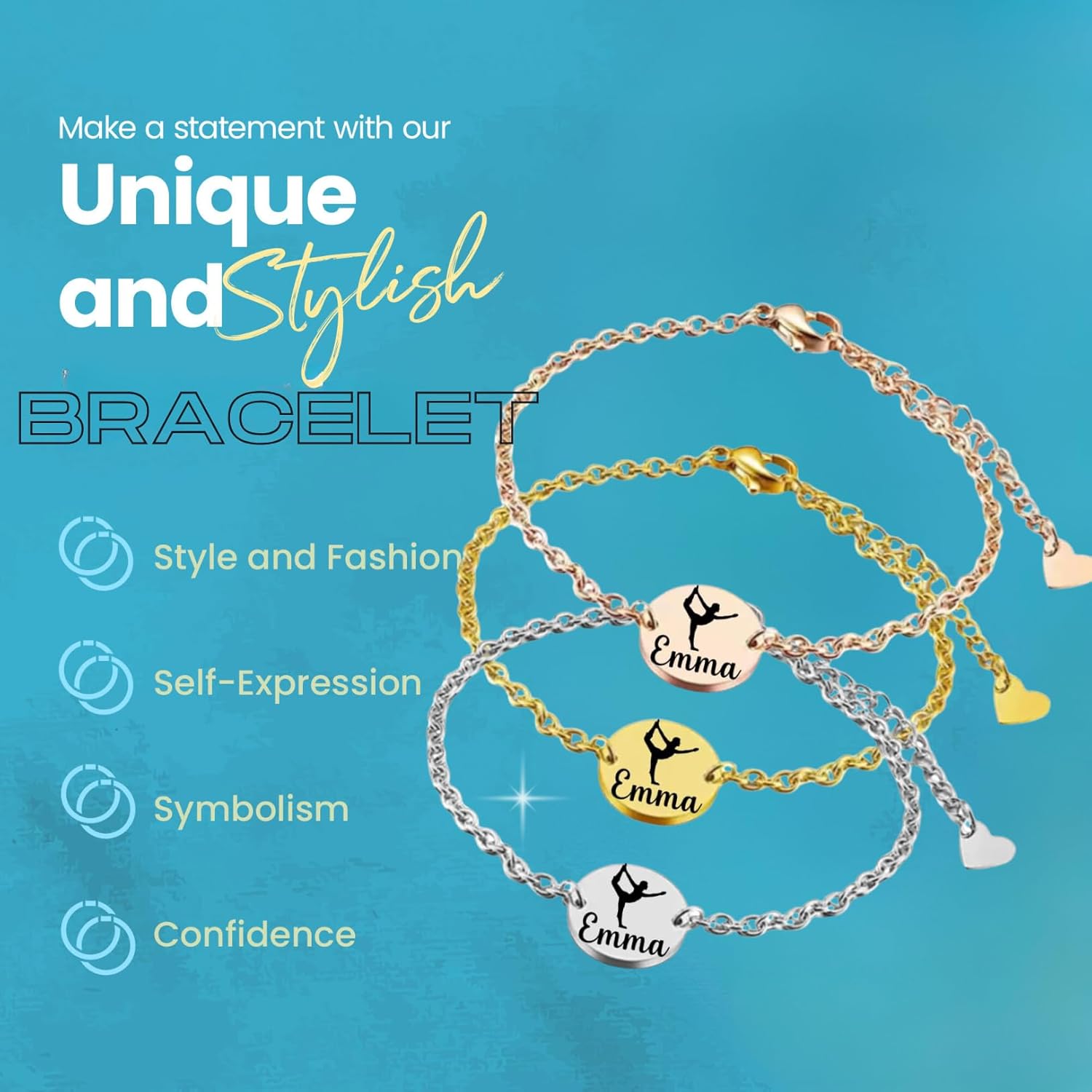 Personalized Gymnastics Bracelet – Custom Engraved Name Jewelry for Women & Teens, Gymnast Accessories - Image 5