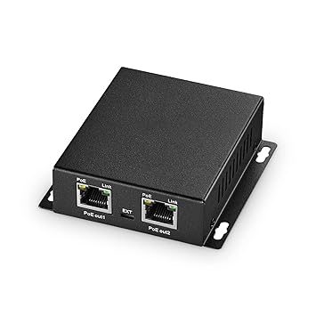 Gigabit PoE Extender Passthrough Switch, 1 PoE in 2 PoE Out, IEEE802.3af/at/bt PoE Powered Max 60W, Hi-PoE 90W, 10/100/1000Mbps, Metal Small Wall Mount PoE Extender/Injector/Network Extender