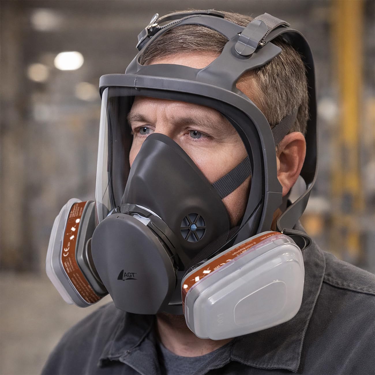 AGT Vollmaske: 4er-Set Vollgesichts-Atemschutzmasken, je 2 Gas- und 10 Partikelfilter (Atemschutzmaske mit Gasfilter, Maske mit Austauschfilter)