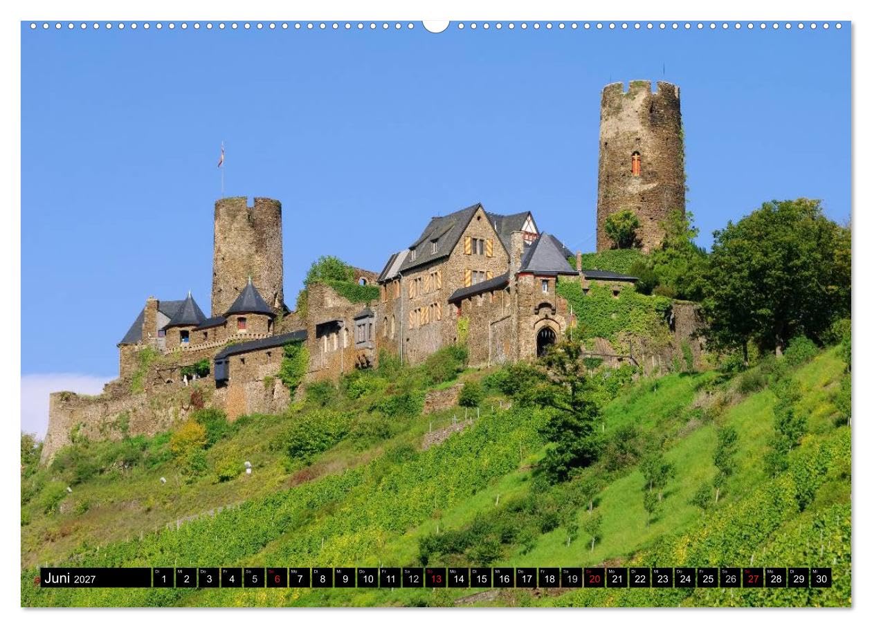 CALVENDO - Entlang der Mosel (Wandkalender 2027 DIN A2 quer), Monatskalender: Fotos von alten Burgen und Weinbergen entlang der Mosel begleiten Sie mit diesem Kalender durch das Jahr.