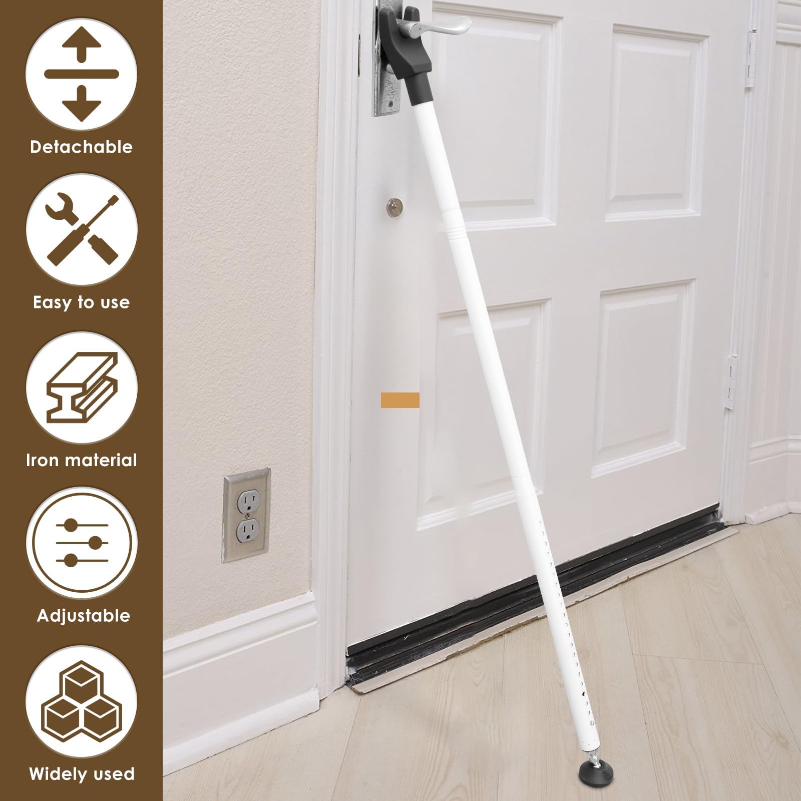 Door Security Bar 44''-55'' Adjustable Door Stopper Removable Sliding Door Safety Bar Door Jammer Bar Patio Sliding Door Lock Bar for Home Apartment - Image 4