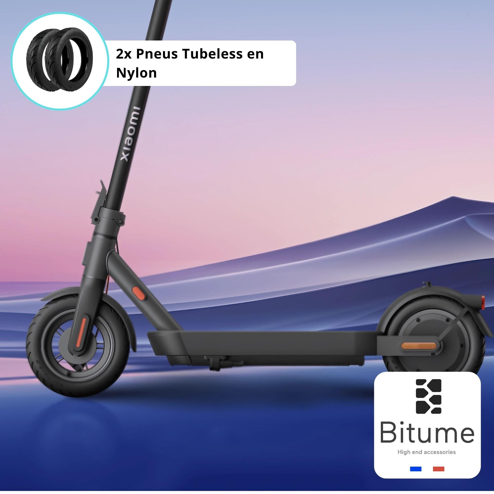 BITUME | 2x Pneu Tubeless Avec Gel Anti-Crevaison 10x 60/70-7 pour Trottinette Électrique Xiaomi Mi4 Pro, Xiaomi Pro 4 | Montage Sans Chambre à Air