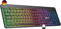 KLIM Light V2 Vezeték Nélküli Gamer Billentyűzet QWERTZ - Lapos, Ergonomikus, Vízálló, RGB Háttérvilágítás, PC/Mac/PS4/PS5 Kompatibilis, Hos 1