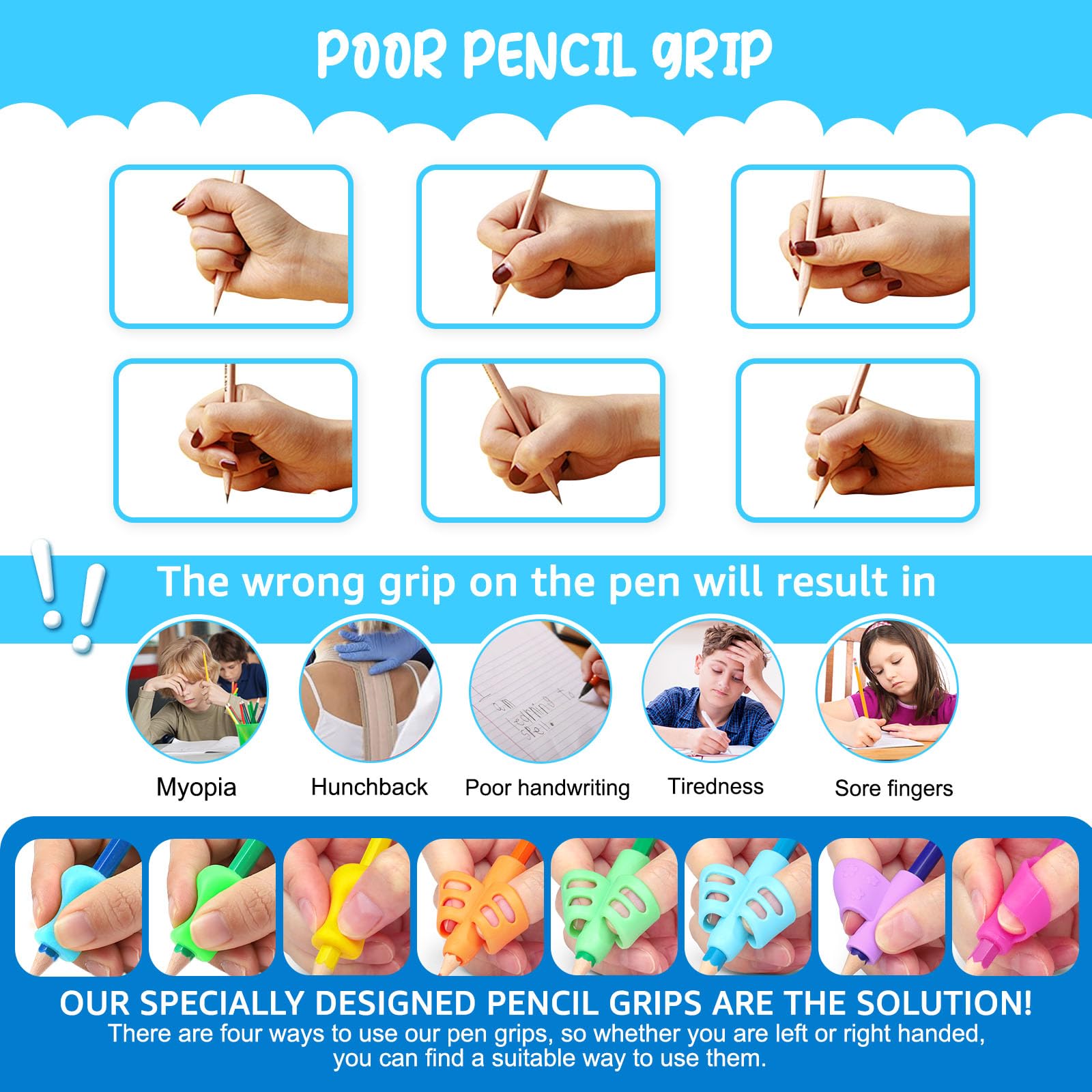 Apprendre A Ecrire Guide Doigt S Ecriture Pencil Grips - Marque - Pour Enfant - Aide Ergonomique - Droitiers Et Guide Doigt Gaucher Tdah Enfant Outils