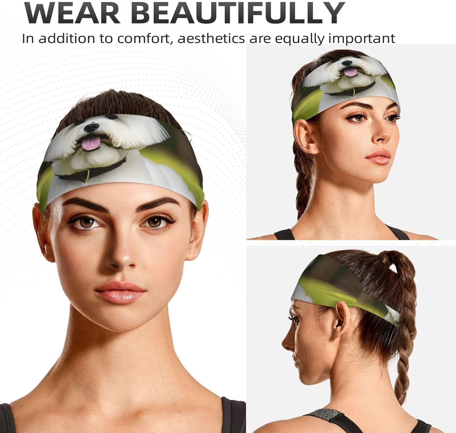 Cute Bichon Frise Dog Print Ultra-Soft Elastic Headband Sports Running Gym Outdoor Activities Gifts Headwear
