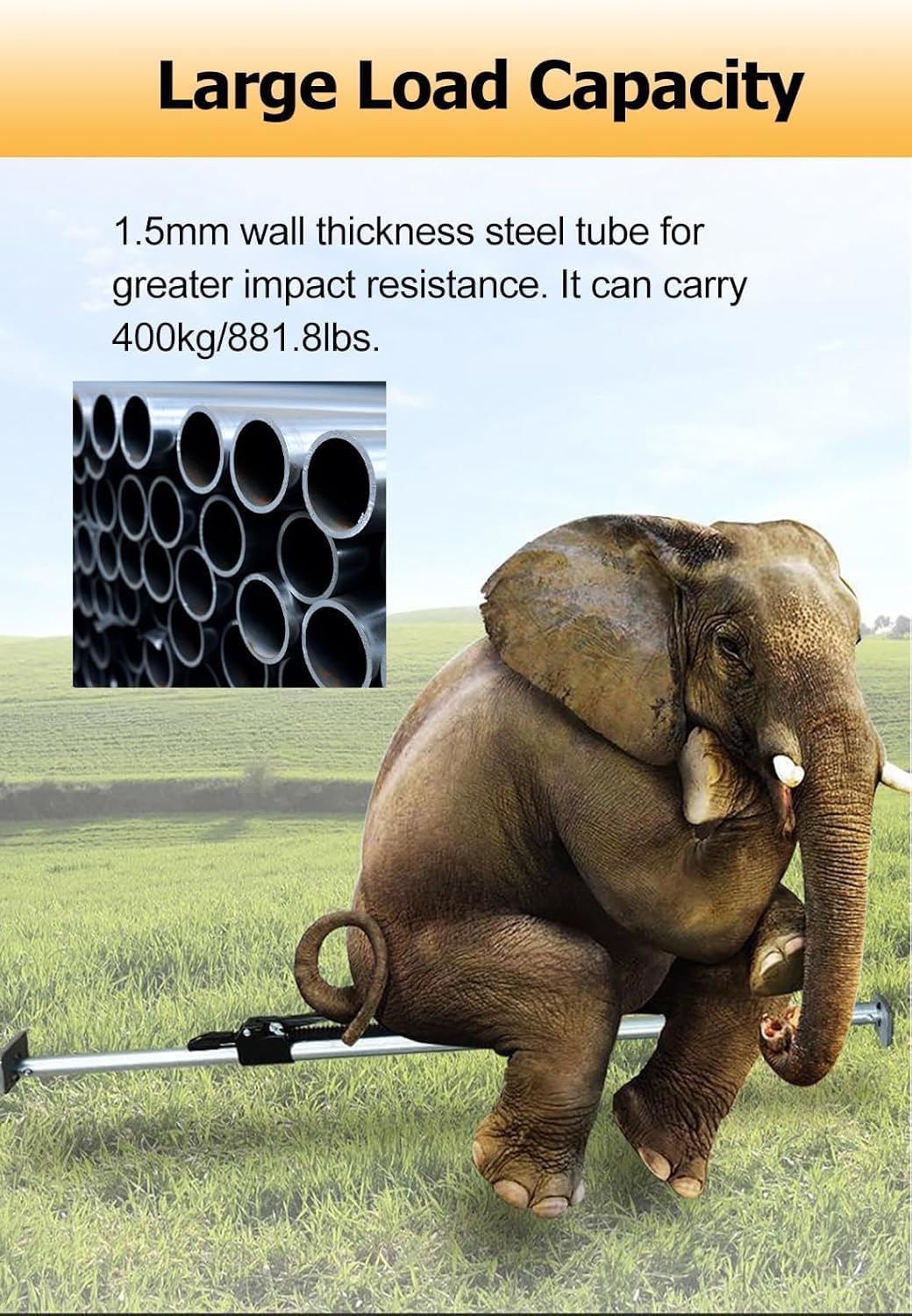 Truck Cargo Bar for Safe Transport of Heavy Items, Cargo Stabilizer Bar Adjustable Cargo Stabilizer Bar with Sprung, Cargo Ratcheting Cargo Bar Weight Capacity 881.8 lbs, Vans Cars Trailers(7.9-9.1ft)