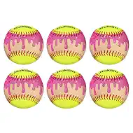 Fastpitch Balls Durable PVC Cover with PU Core, Ice Cream Drip Fastpitch Softball Great for Practice Training Games - Official Size and Weight