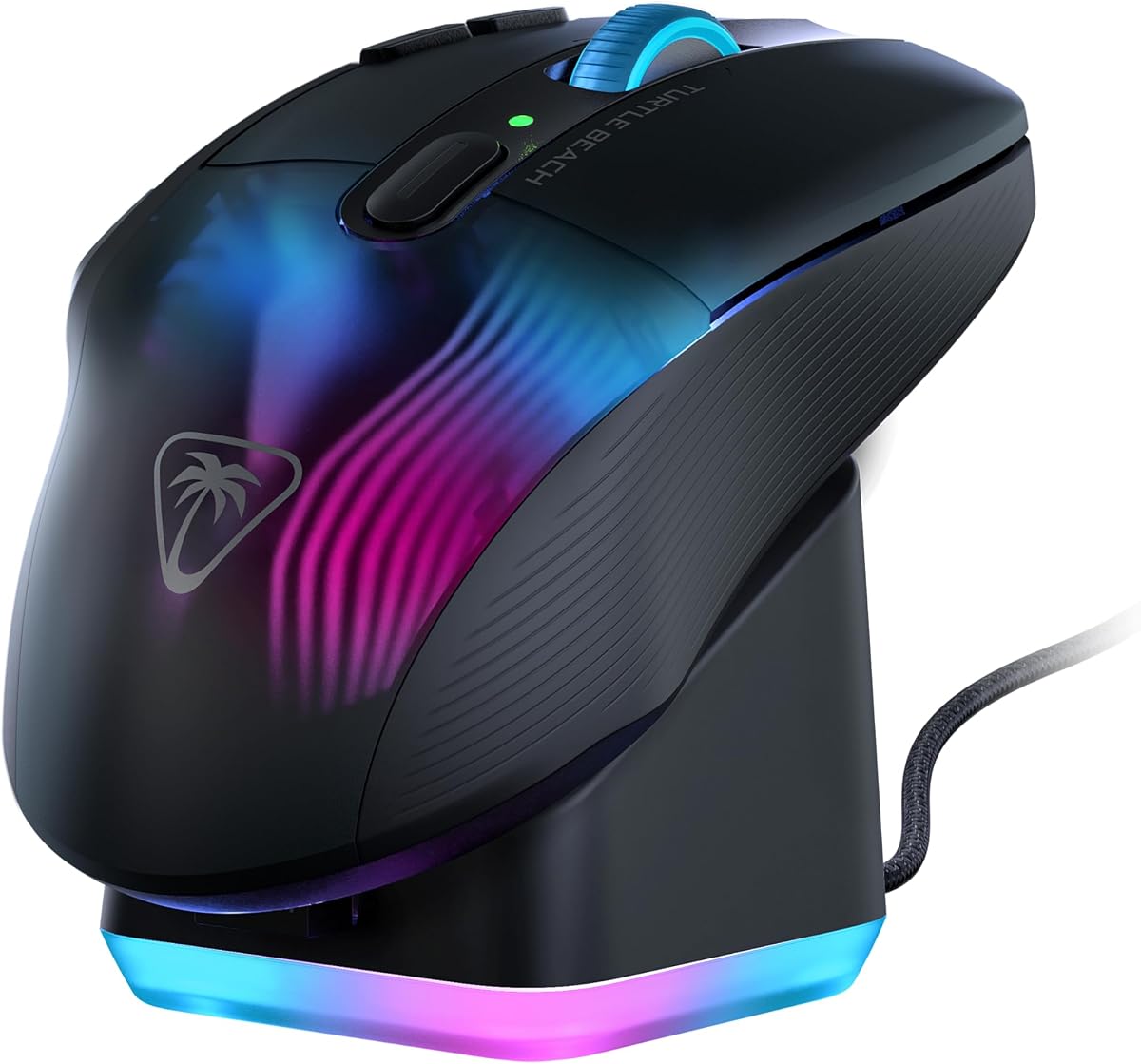 Turtle Beach Kone XP Air Wireless RGB Gaming Mouse for PC | 19K DPI Sensor, Rechargeable 100-Hr Battery, Charging Dock, 29 Programmable Inputs, Ergonomic, Bluetooth, 4D Wheel, Black