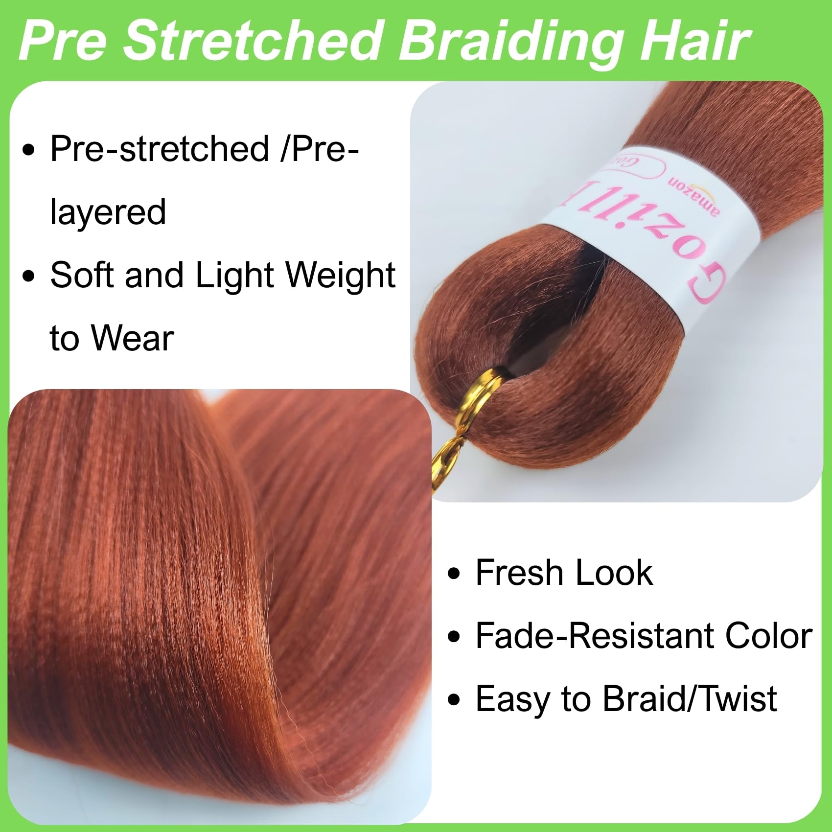 Capelli per Trecce Ginger Pre-Stirati per Trecce Boho Sintetici Colorati 350 Deep Wave Capelli per Trecce Boho per Intrecciare