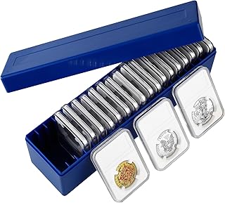 20 Packs Coin Slab, 38mm Coin Slab Holder for Morgan, Peace, IKE Silver Dollar Coin, with 1 Pack Blue Plastic Coin Slab Storage Box Case for Coin Slab Organization and Collection