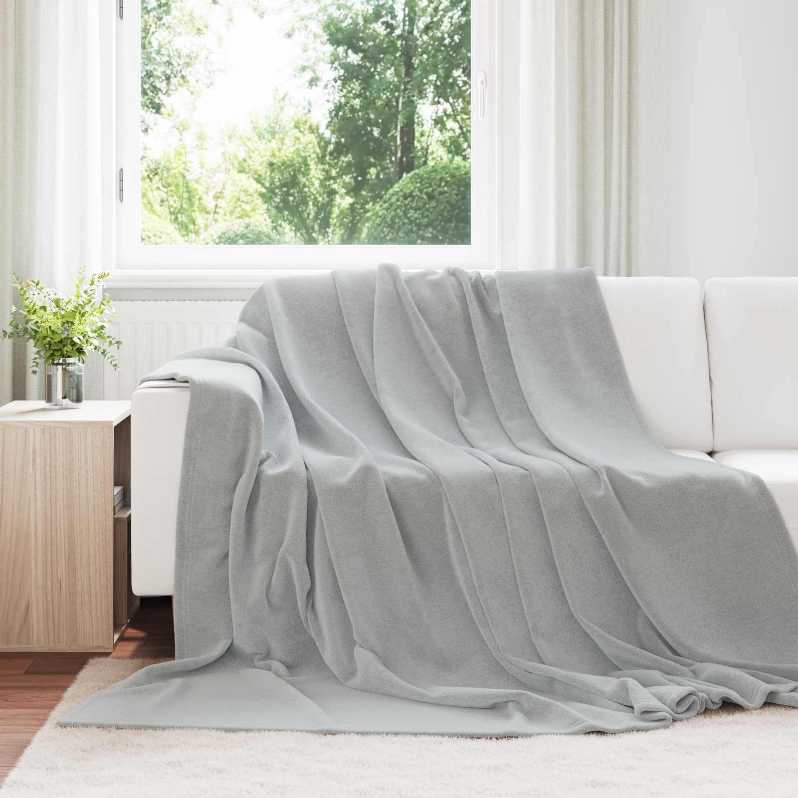 Coperta in pile, 6 pezzi, grigio, 220 x 240 cm, per soggiorno, camera da