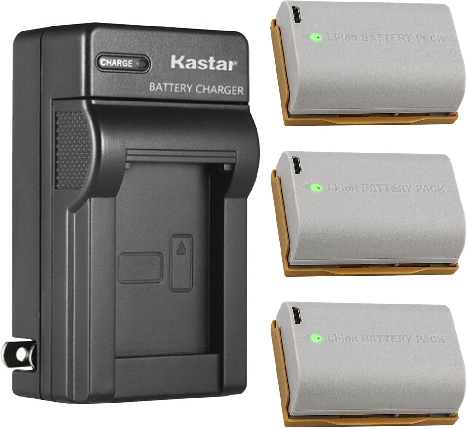 Kastar 3-Pack Battery and AC Wall Charger for Canon LP-E6 Series