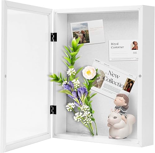 Muzilife Marco de fotos de caja de sombra de 11 x 14 pulgadas, vitrina de madera profunda y vidrio de 2.16 pulgadas, caja de memoria lista para