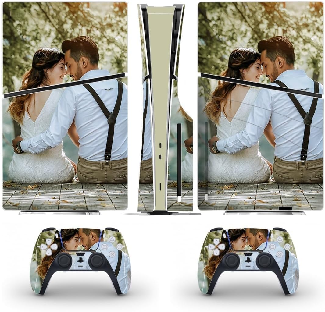 Custom Vinyl Skin for PS5 Slim Disc Edition Console & Controllers - Personalized with Your Photos - Sticker Decal Cover