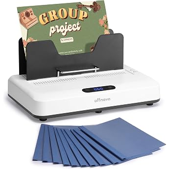 OFFNOVA Thermal Binding Machine 500 Sheets No Preheating Air Cooling 3 Time Settings A3/A4/A5/Letter Compatible Includes 10 Binding Covers for Office & Home School