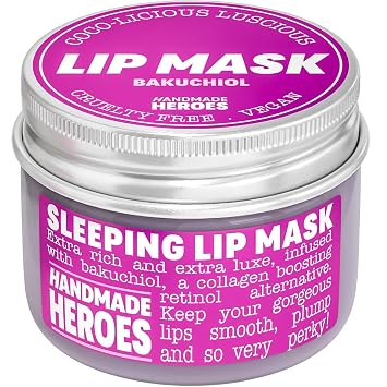 100% Natural Vegan Lip Butter Sleeping Lip Mask, Overnight Lip Moisturizer and Conditioner for Dry Lips Intensive Lip Balm and Lip Therapy Skin Care with Mango butter Bakuchiol - Collagen Boosting
