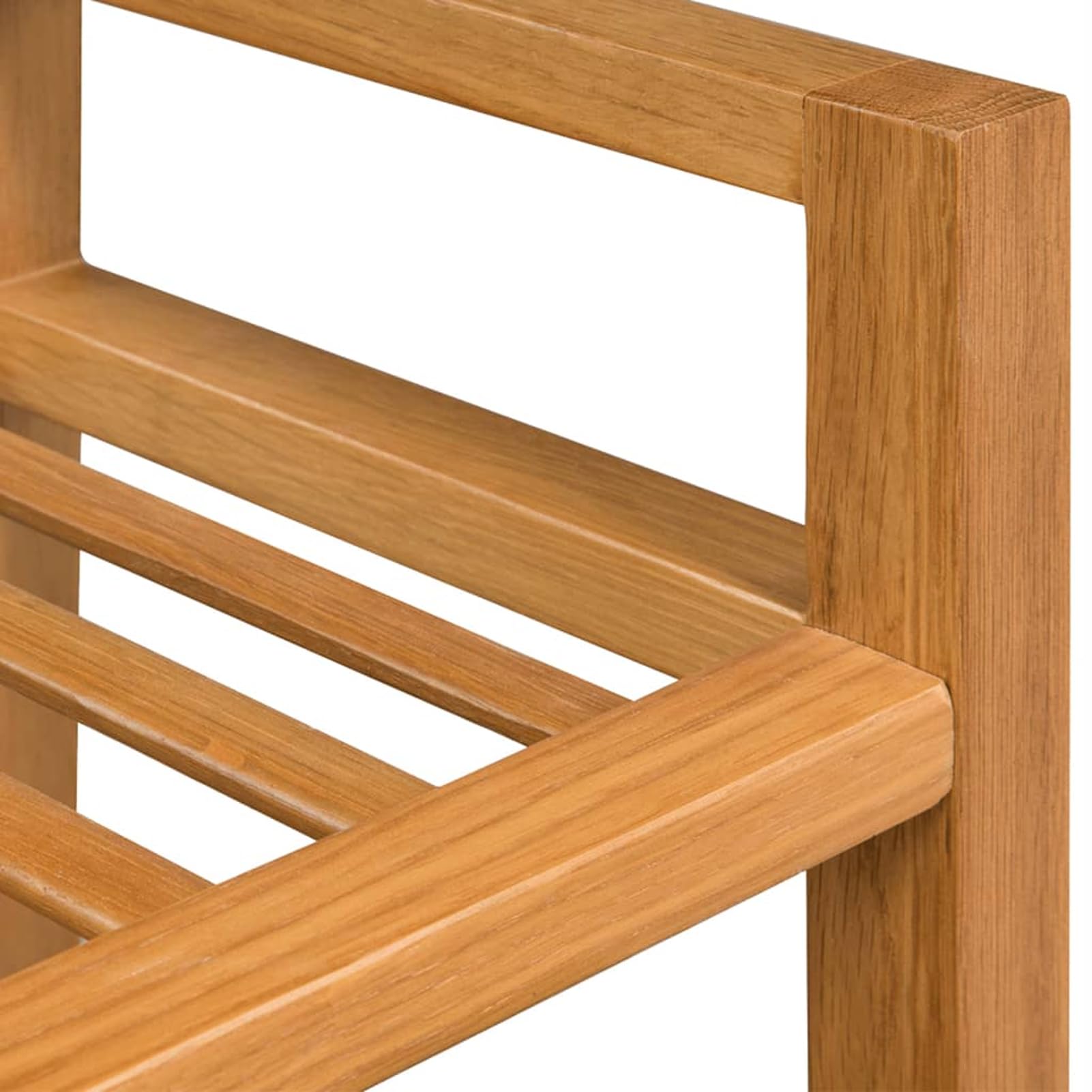 Tidyard Scarpiera con 2 Ripiani e 2 impugnature,Porta Scarpe Scaffale Sgabello di Legno Naturale 49,5x27x40 cm in Massello di Rovere