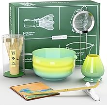 Matcha Set 7 Pieces Matcha Set Matcha Set with Whisk and Whisk Holder, Matcha Bowl, Matcha Strainer, Spoon and Stand, Placemat, Japanese Matcha Accessories for Matcha