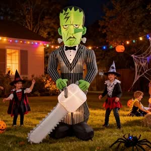 8FT Green Halloween Inflatable Chainsaw Frankenstein Monster