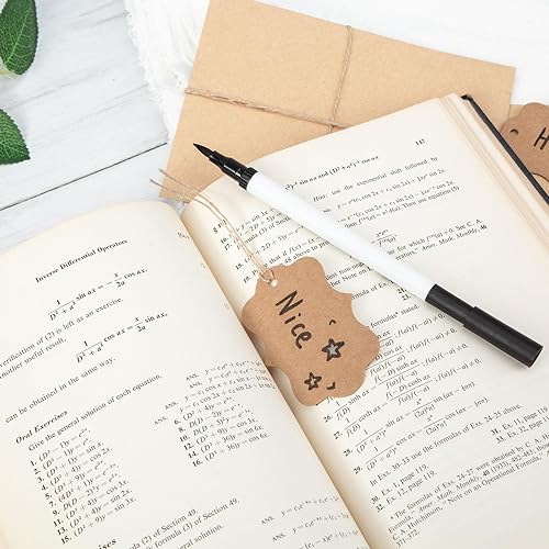 Miniatura 6 de SallyFashion 150 etiquetas de papel kraft marrón, etiquetas de regalo festoneadas de 1.9 x 2.75 pulgadas con cuerda