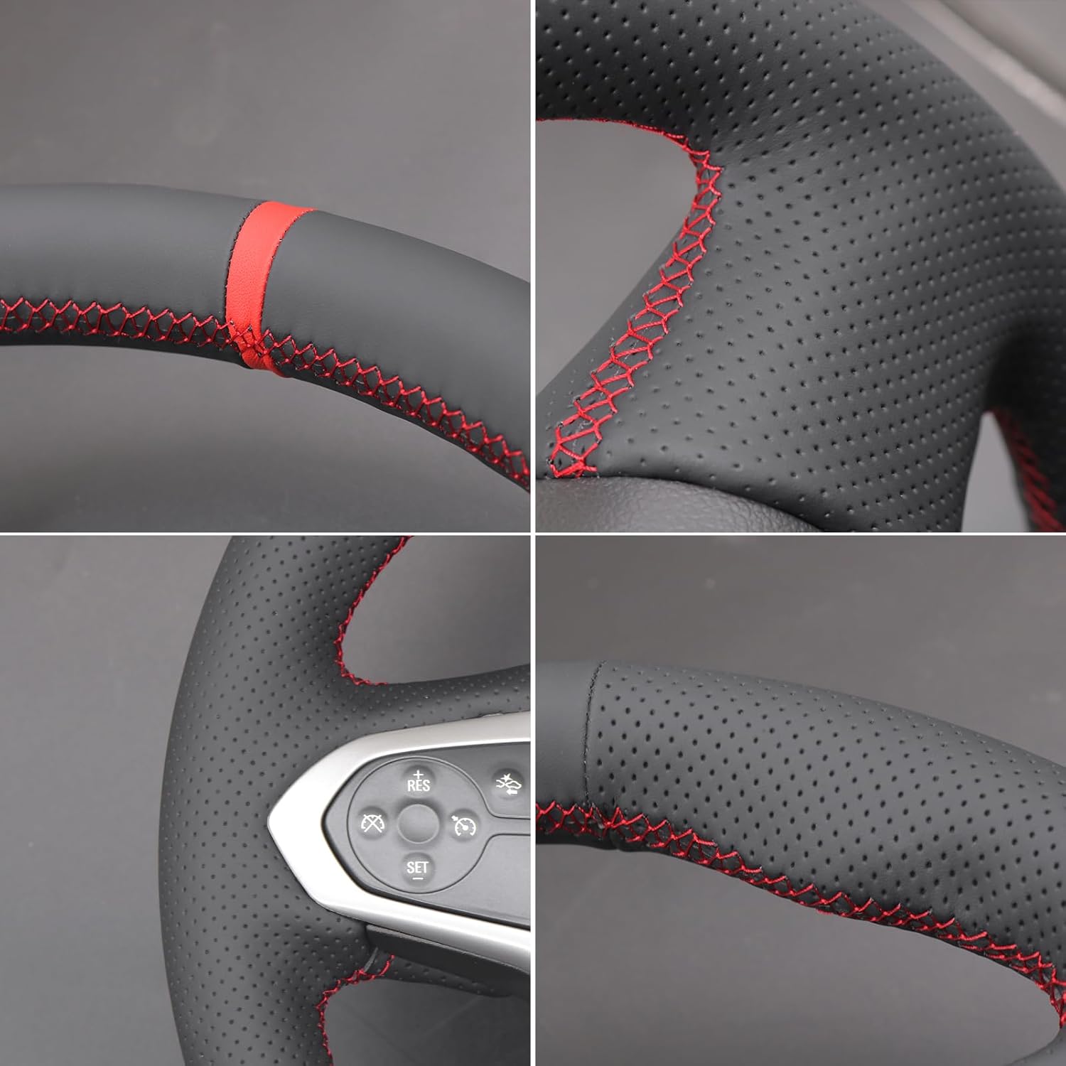 MEWANT Steering Wheel Cover for Chevy Colorado 2015-2022 / Chevy Traverse 2018-2024 Hand-Stitched Microfiber Leather Steering Wheel Wrap