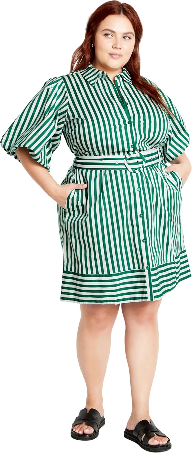 City Chic Plus Size Dress - Stripe May