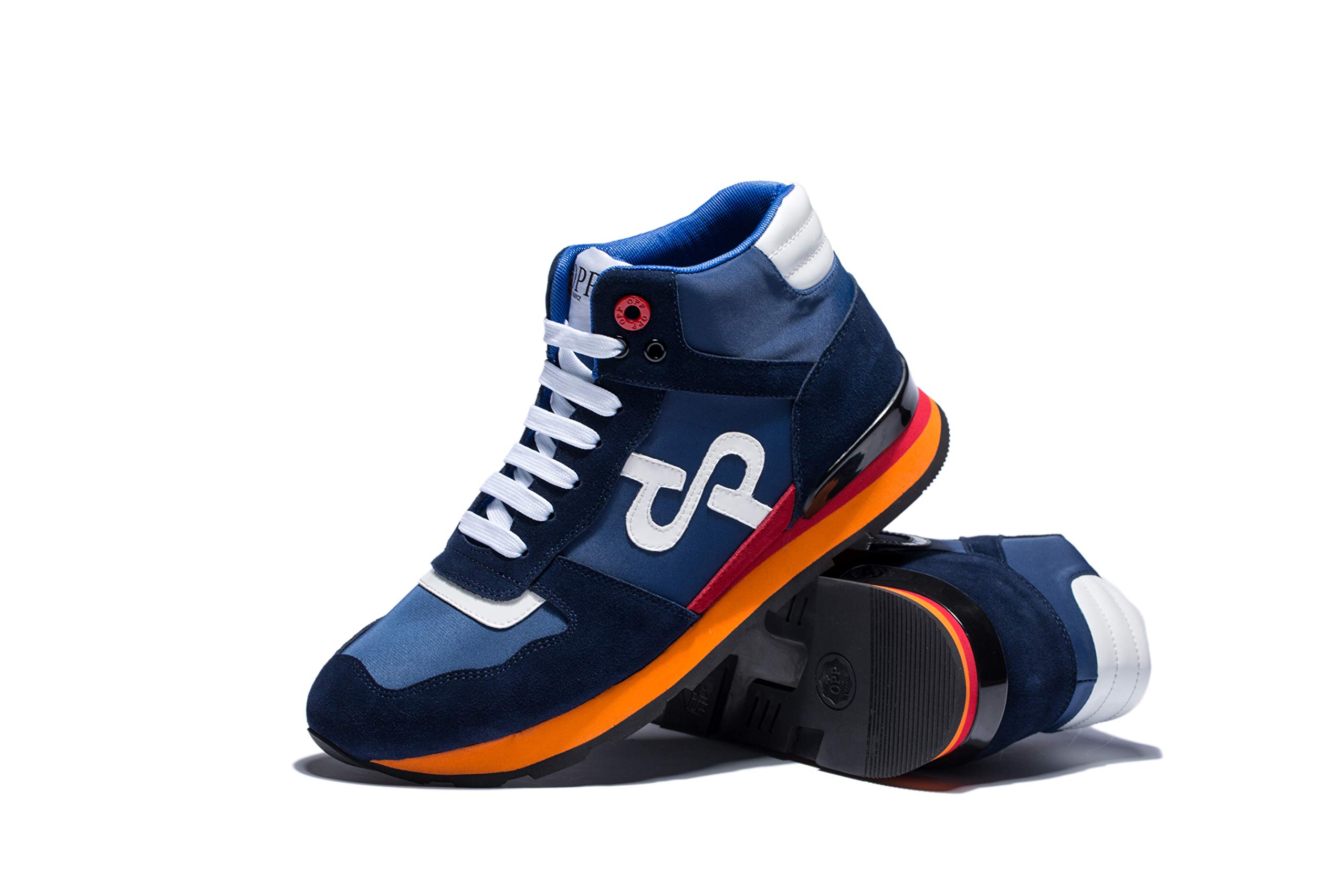 OPP France High Fashion Suede Sneaker Athletic Shoe Blue Orange | Men\'s Size 9 Lace-Up Suede Sneakers Blue - OPP Fashion main image 2