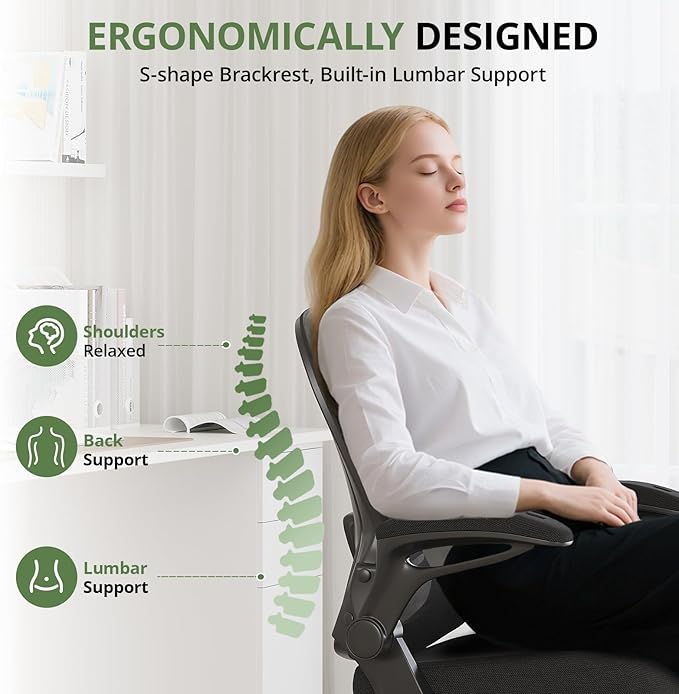 Silla de Oficina Ergonómica con Soporte Lumbar y Apoyabrazos miniatura 3