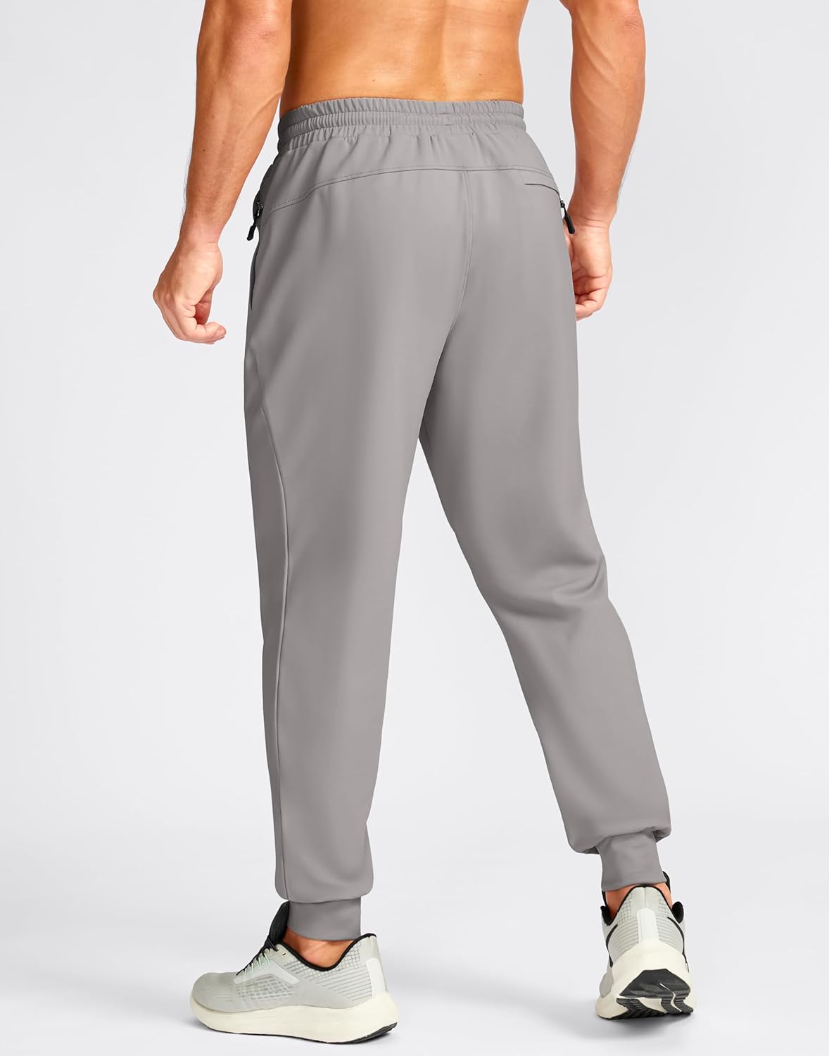 Pudolla Men's Fleece Joggers with 3 Zipper Pockets Warm Athletic Pants Winter Workout Gym Running Sweatpants for Men - Image 3