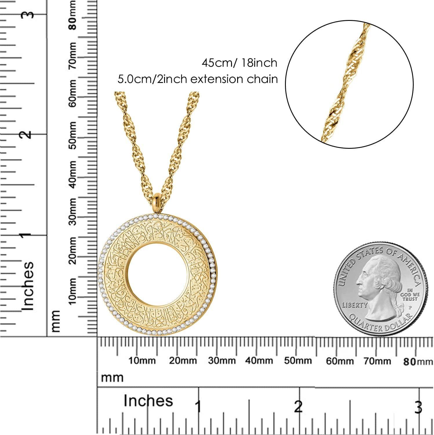 Qitian Islamic Jewelry Gifts for Women Muslim Pendant Gold Allah Arabic Necklaces Ayatul Kursi Necklace Islam Eid Ramadan Gifts - Image 6