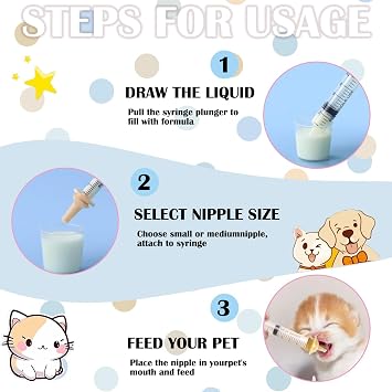 17 Pcs Kitten Bottle Set, Kitten Bottle Feeder, Puppy Bottles for Feeding Newborn Suitable for Puppys Kitten Small Mammals and Other Newborn Pets