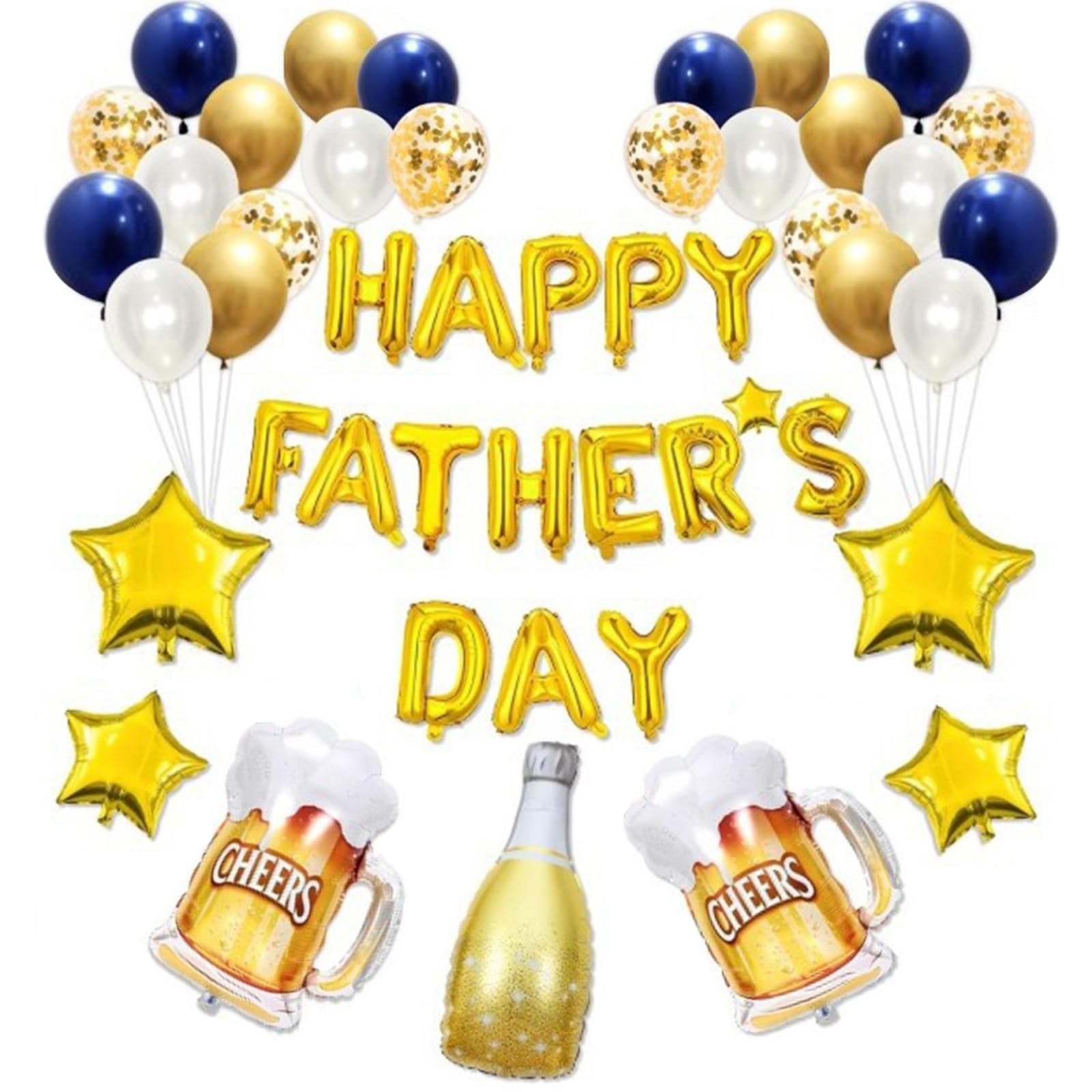 DECEED 47Pcs HAPPY FATHERS DAY Balloon Set Father’s Day Foil Balloons Decor Banner Letter Balloons For Dad Party Decorations