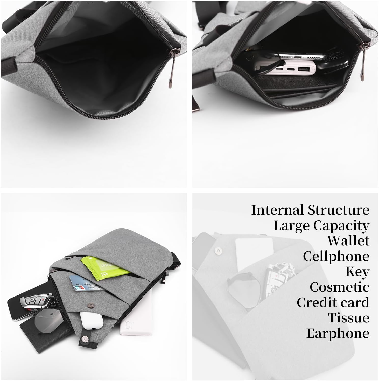 Anti Theft Crossbody Travel Bag - Multi-pocket Shoulder Bag with Adjustable Strap,Slim Sling Bag for Women Men - Image 6