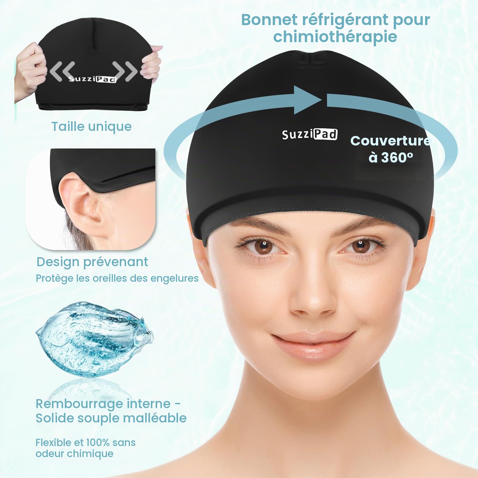 Suzzipad Chaussettes de thérapie par le froid et pack de glace pour les mains, gants rafraîchissants pour chimiothérapie, capuchons anti-stress, idéal pour carpien, kit de soins de chimio pour femmes