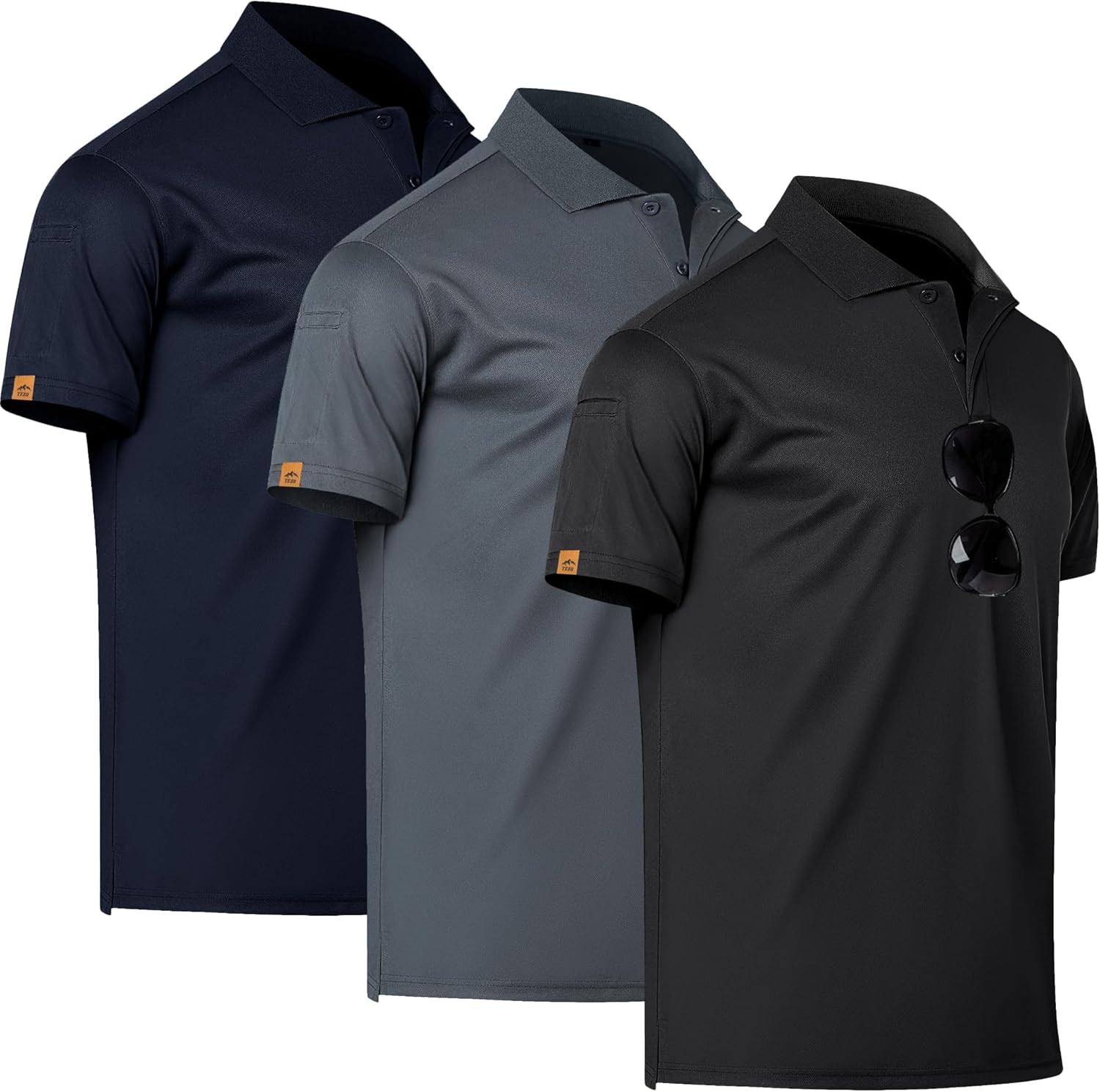 Mens Golf Polo Shirts Short Sleeve Moisture Wicking Dry Fit Tactical T-Shirt Athletic Top Casual Polo Shirts for Men