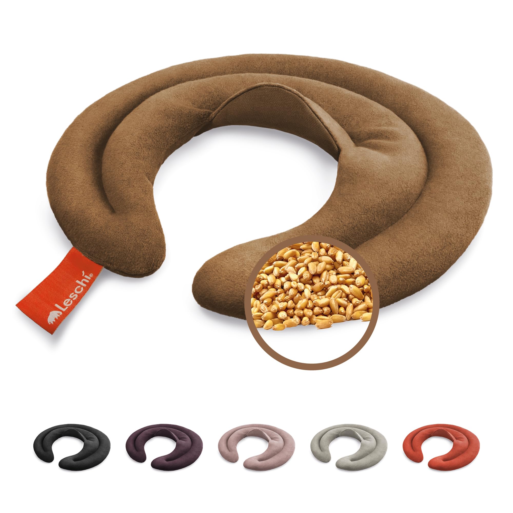 LESCHI Coussin chauffant bio pour micro-ondes - Avec barre de nuque