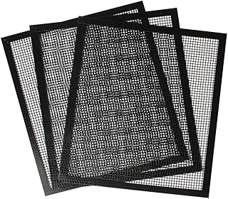 ECOOPTS BBQ Grill Mesh Mat Set 3 PCS Non Stick Grilling Mesh Reusable Heat Resistant BBQ Teflon Grill Mats for Grilling Meat,Veggies, Cooking, Baking-30x33cm (3PCS)