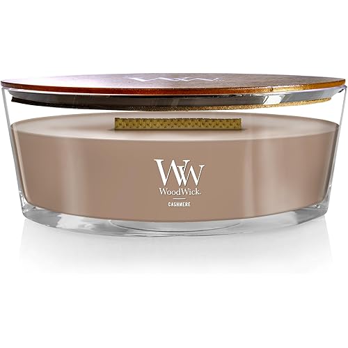 WoodWick Cashmere Scented Ellipse Candle, Crackles as it Burns, Up to 50 hrs Burn time, Great for Gifting, 16oz