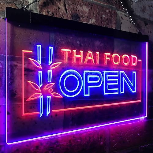 Miniatura 3 de ADVPRO Letrero de neón LED de doble color para restaurante de comida tailandesa abierta, rojo y azul, 16 x 12 pulgadas, st6s43-j0705-rb