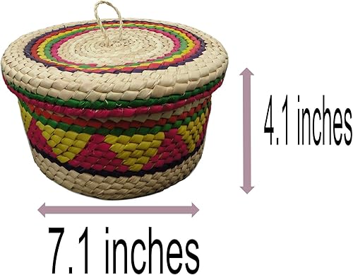 Miniatura 2 de Paquete de 1 cesta de palma mexicana hecha a mano y 1 servilleta tejida (servilleta mexicana) 100% algodón ecológico calentador de tortilla