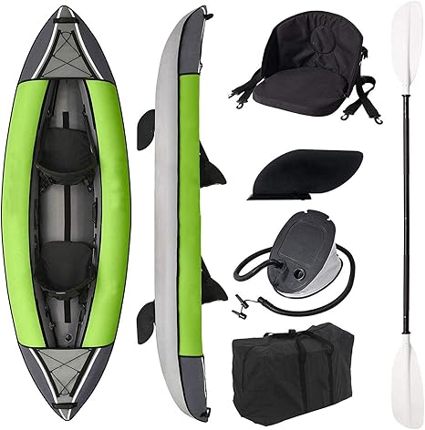 Amazon Co Jp インフレータブルカヤック アルミニウム合金製双頭パドル付きアドベンチャーラフティングカヌーウォータースポーツ 2席 3回以上 95 Cm 最大負荷155 Kg スポーツ アウトドア